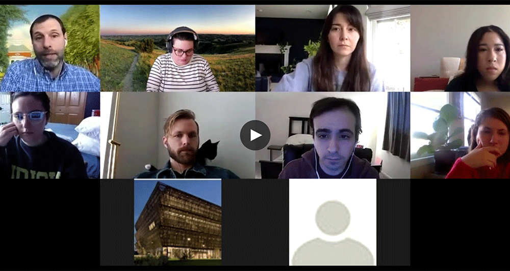 Smiling students in group photos at the Delaware Historical Society Research Library and the Milton Historical Society