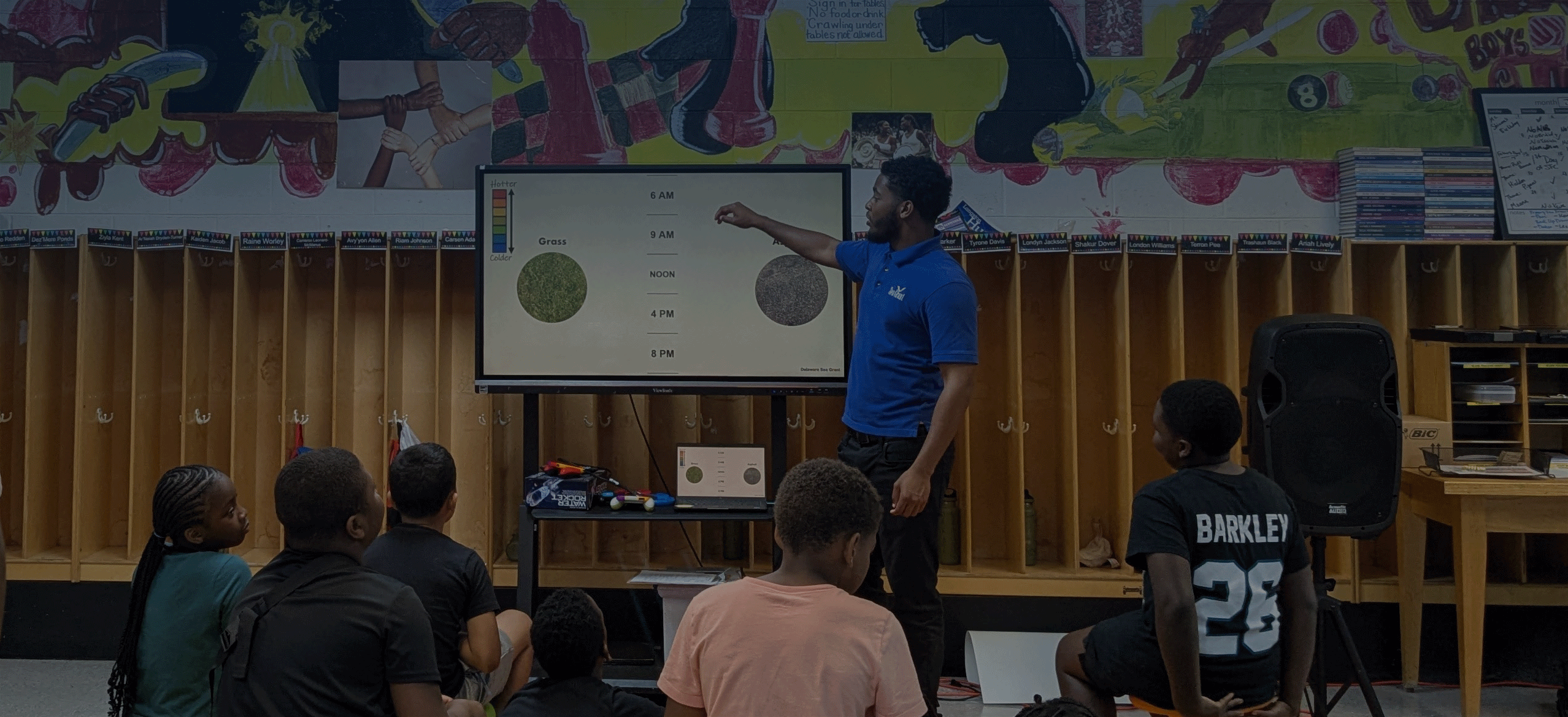 Photo of DESG intern Theodore McKinney in classroom