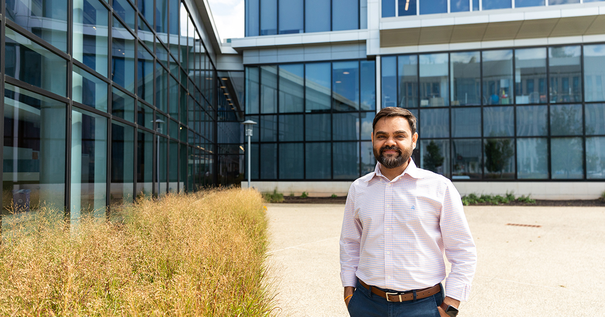 New epidemiology program Assistant Professor Dr. Tarang Parekh poses outside STAR Campus.