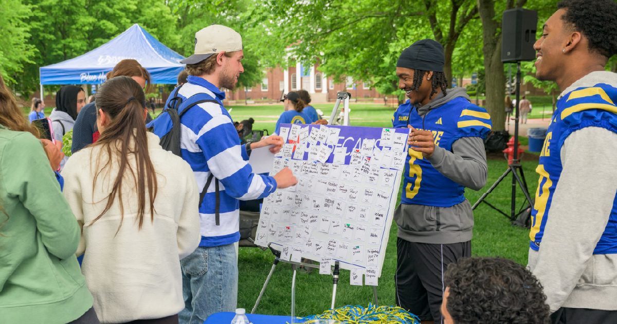 Image of student-athletes at I Heart UD Giving Day.