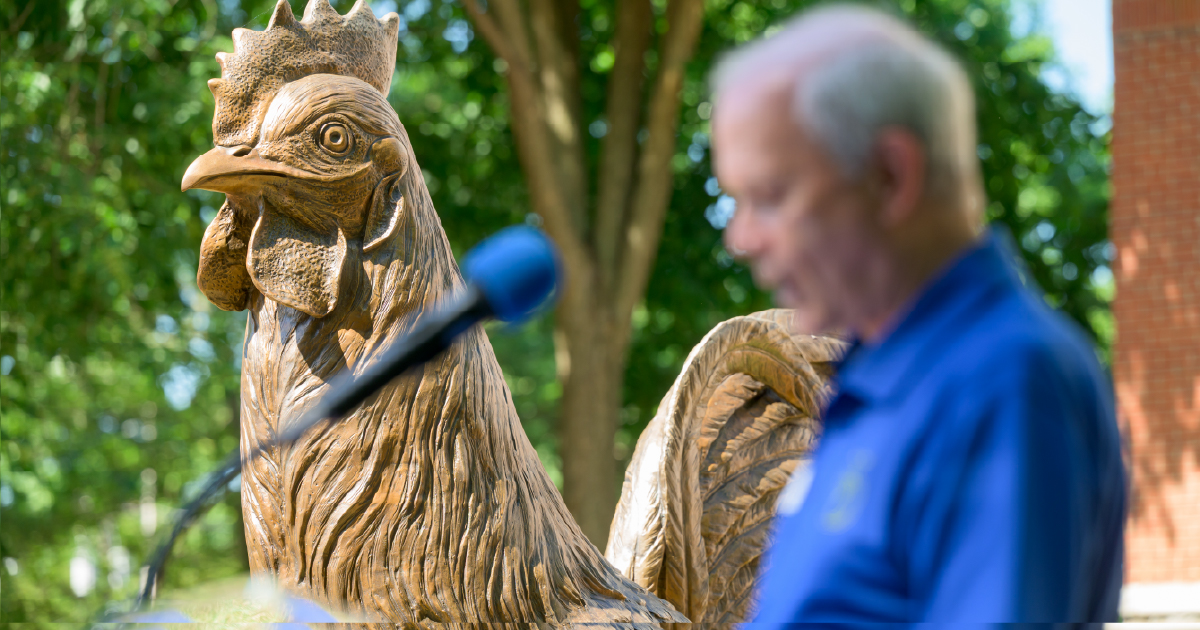 The dedication of the Blue Hens Forever statue.