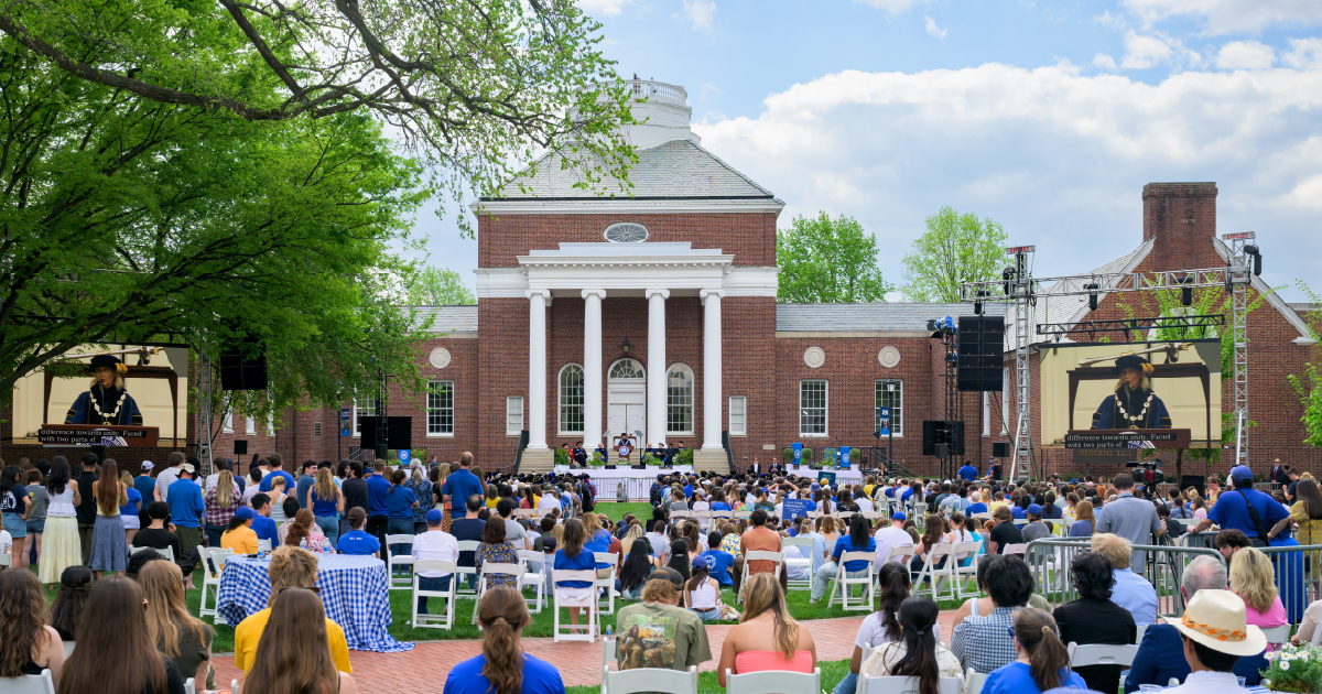 Scene on The Green for President Carlson's Investiture.