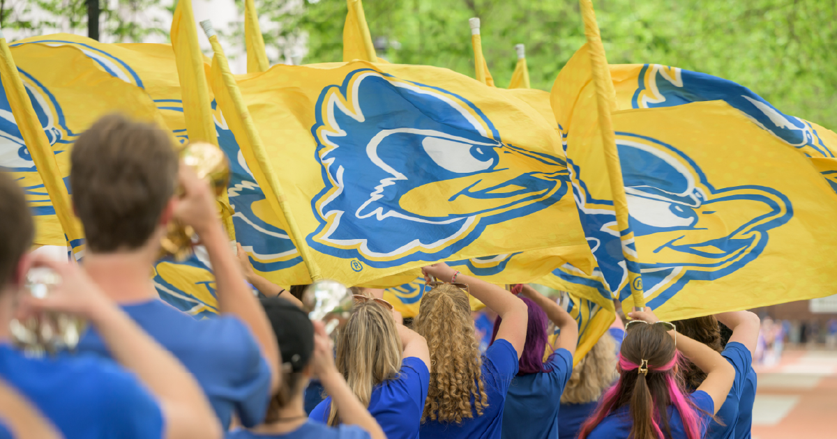 UD flags and spirit for the procession.