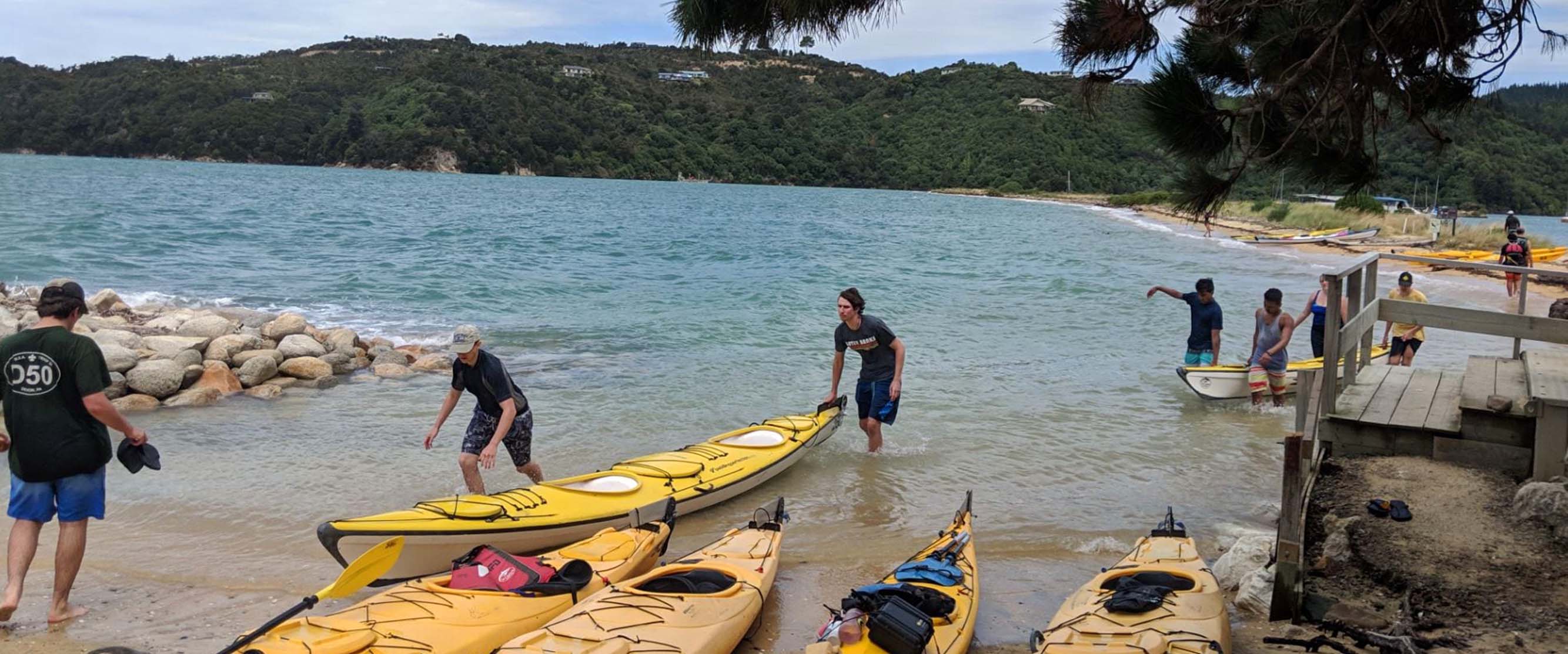 students kayaking in New Zealand