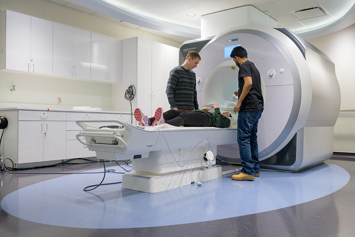 Cognitive science students and faculty within the UD Language Acquisition and Brain Lab (QLAB) utilize the university's function magnetic resonance imaging (fMRI) scanner for on-campus research.