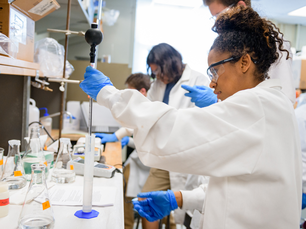 Environmental Engineering Student in Wastewater Lab