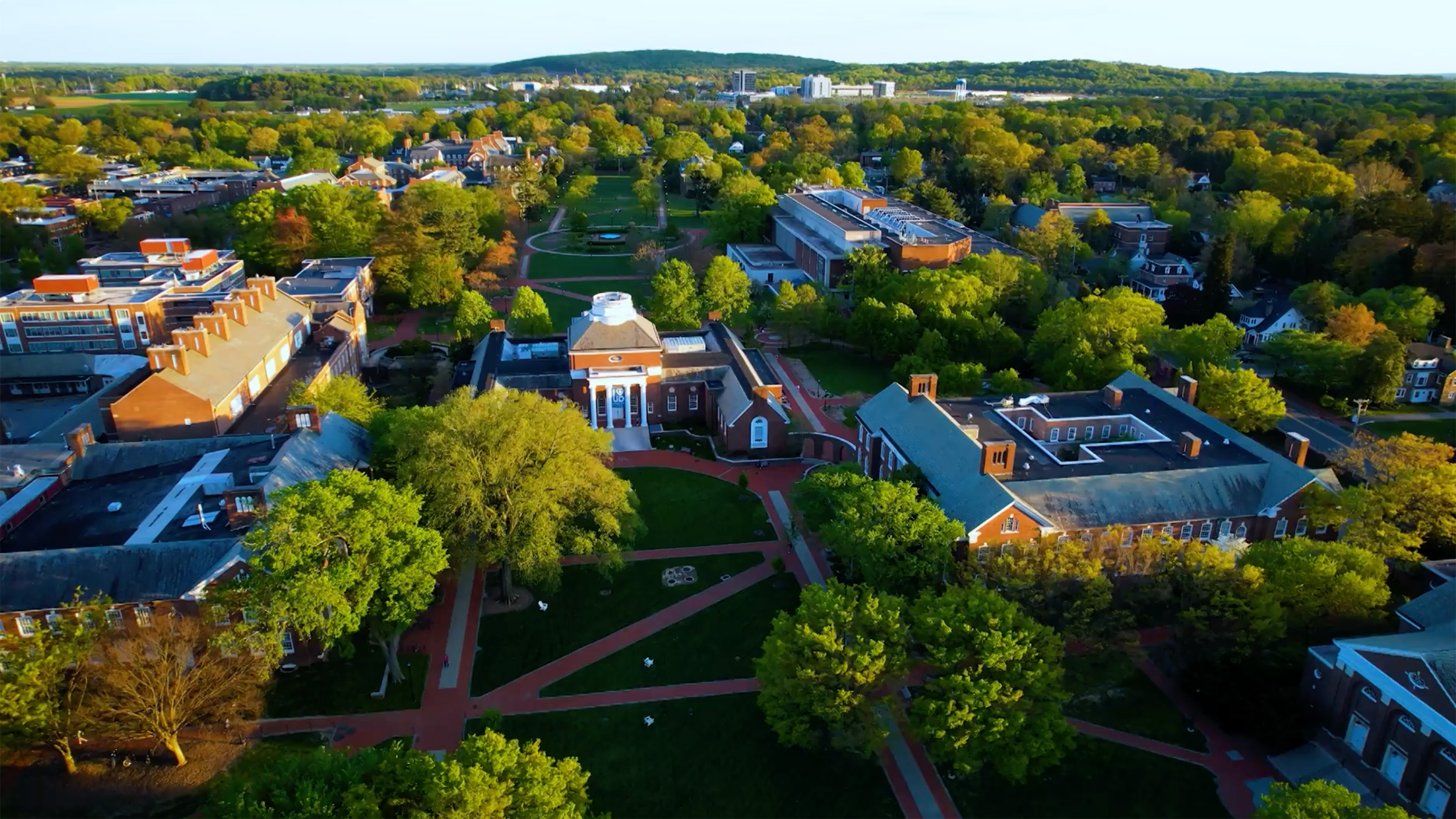Aerial footage of campus.