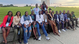 A recent cohort of Mandela Washington Fellows posing for the camera in Washington, D.C.