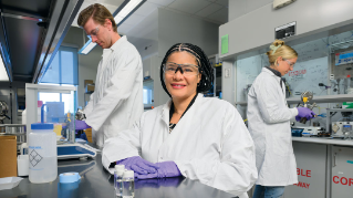 LaShanda Korley poses in the lab.