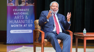 Lonnie Bunch, III on stage at UD.