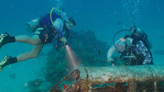 The Project Recover team working underwater.