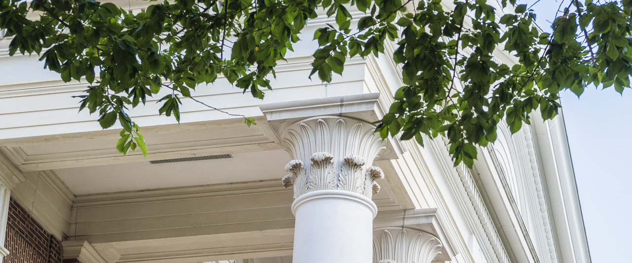 Architectural columns on a campus building