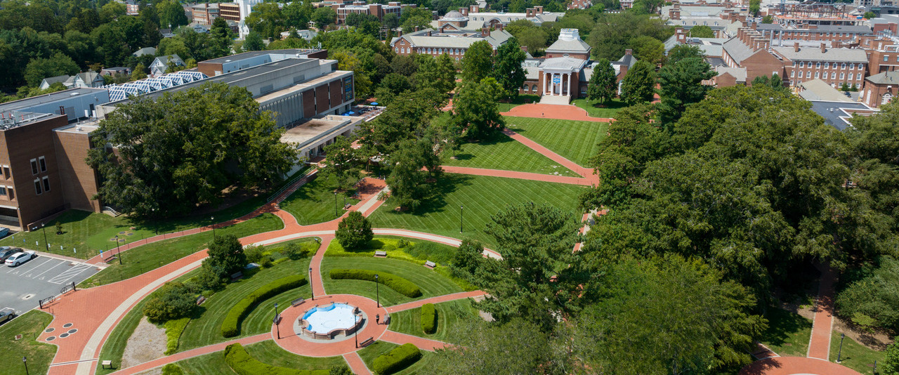 Magnolia Circle fountain and the South Green