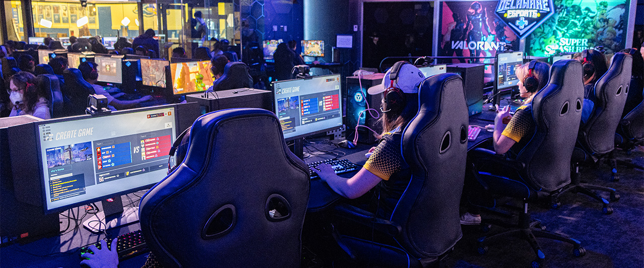 Players competing in the Esports Arena