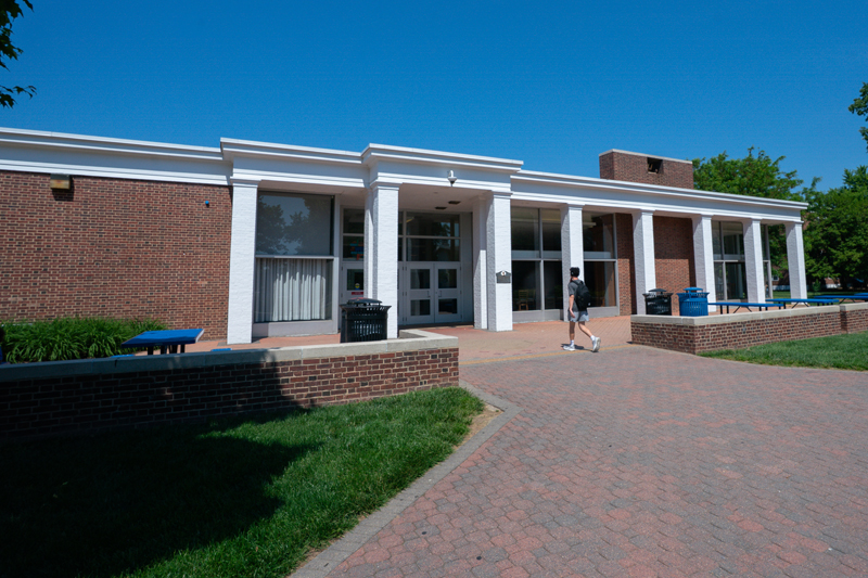 Wide shot of Perkins back patio