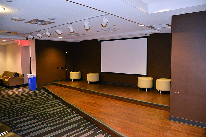 Trabant Lounge stage with projection screen