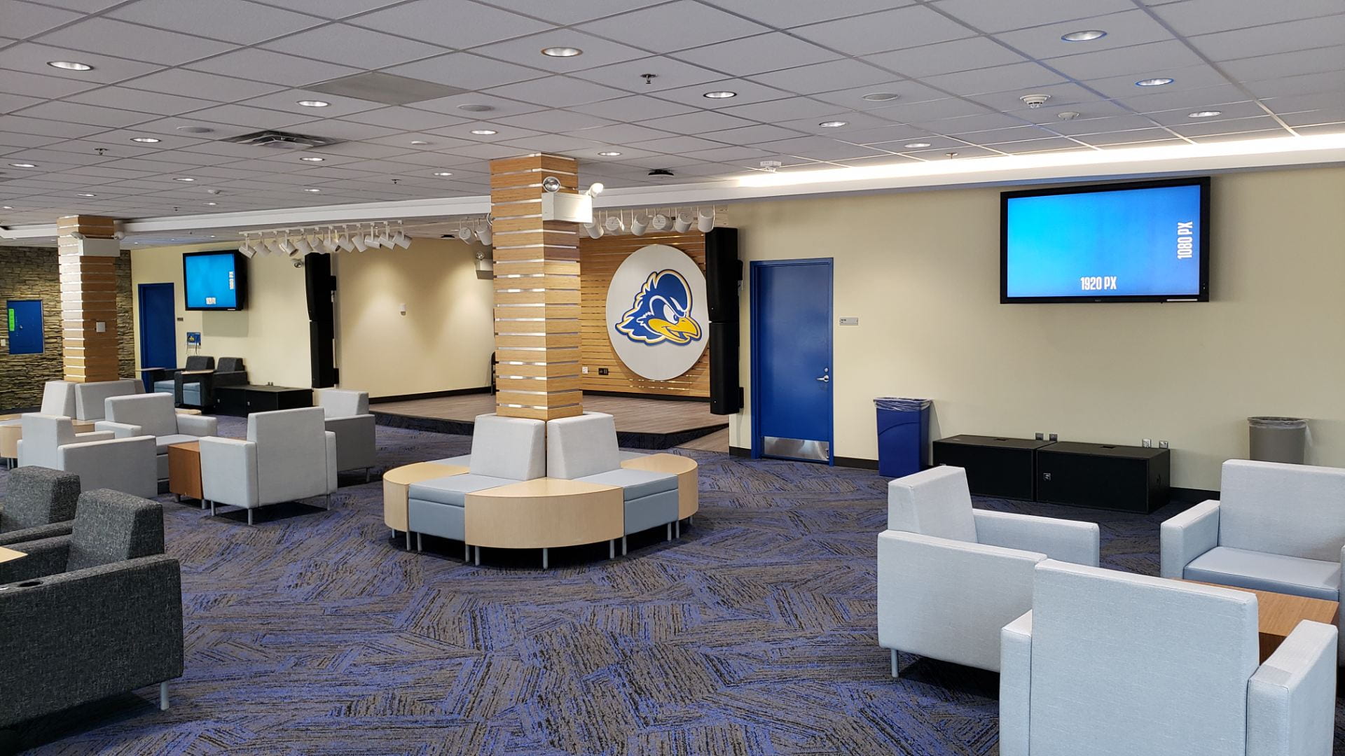 Two displays in Perkins West Lounge