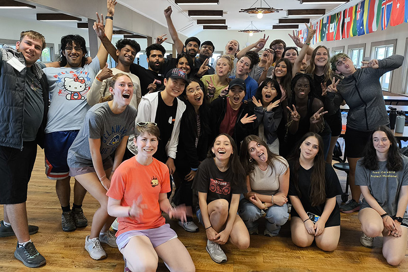 A group of students pose for a photo