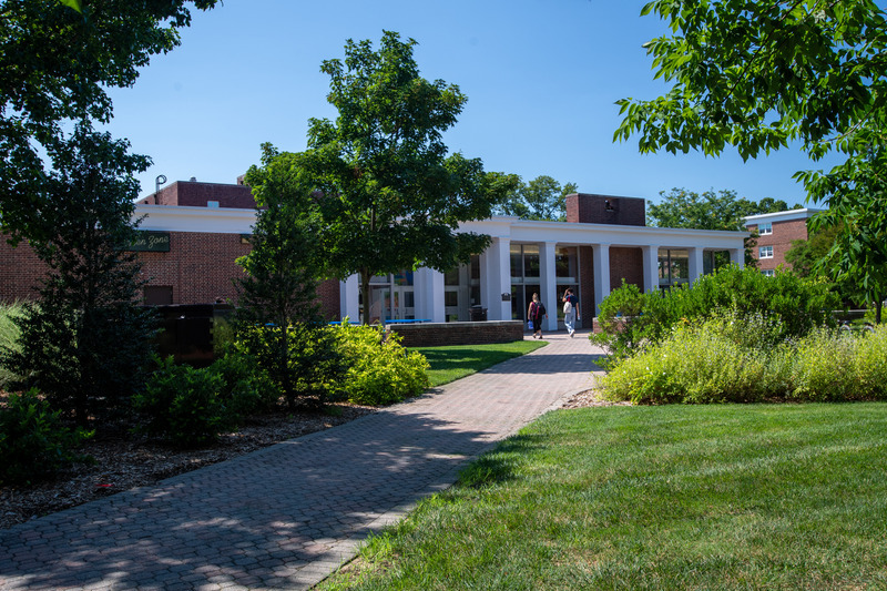 Wide shot of Perkins back patio