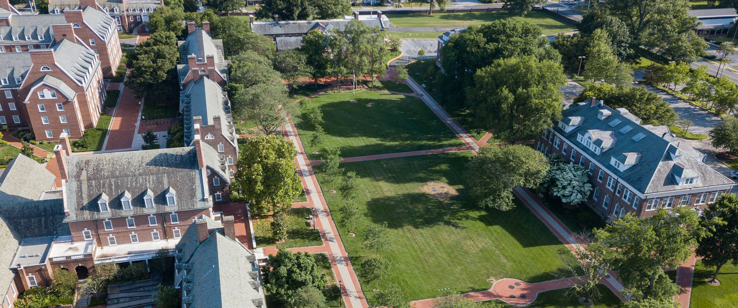 an aerial view of residence halls on the South Green