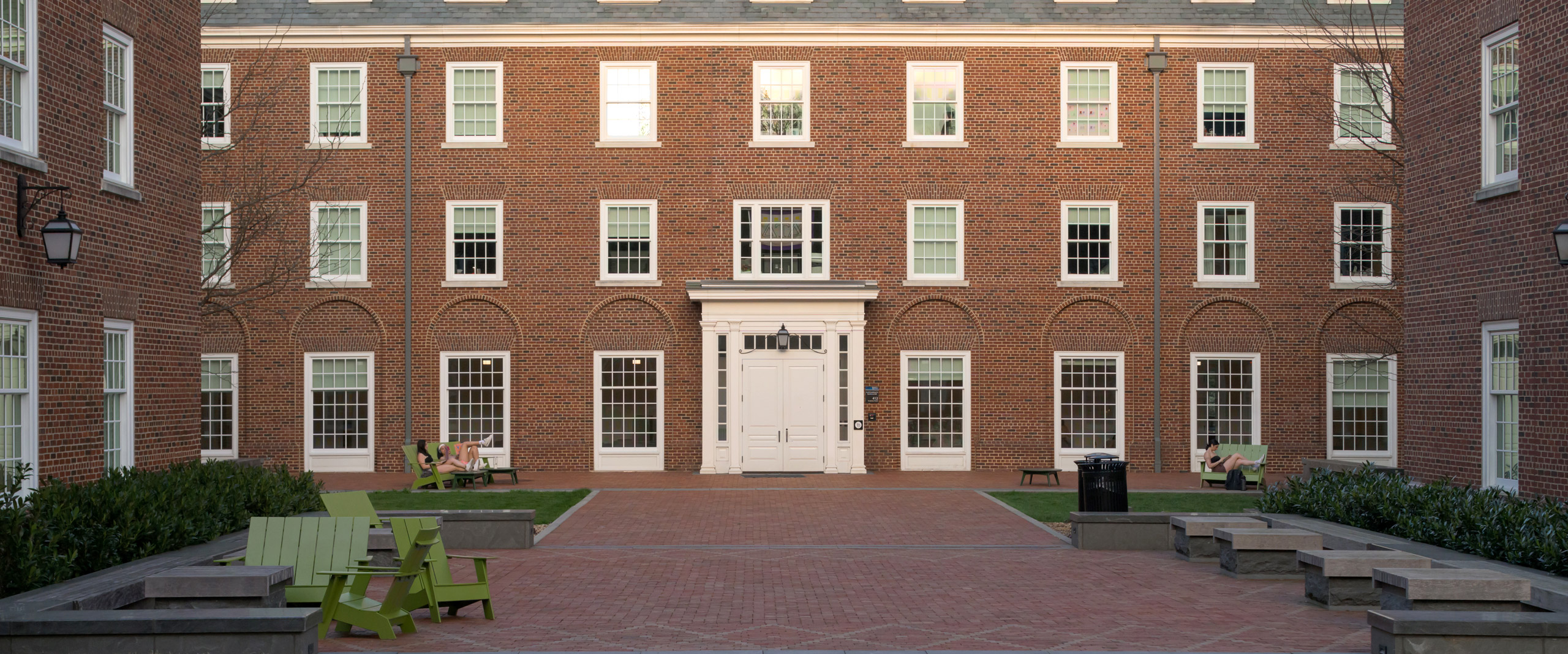 exterior view of South Academy residence hall on University of Delaware's south central campus.