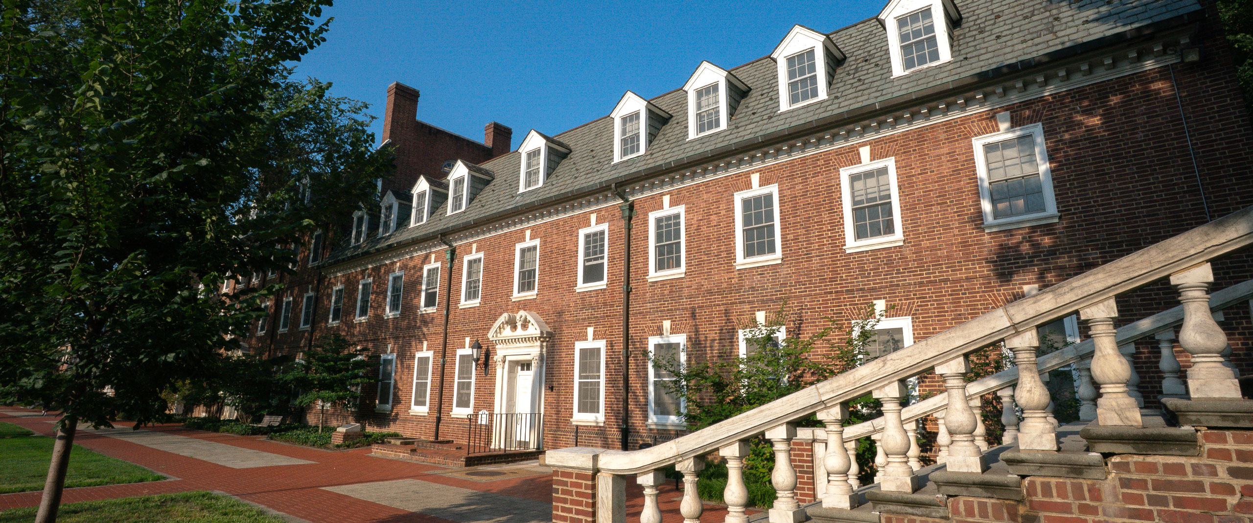 exterior view of Brown residence hall on University of Delaware's north central campus.
