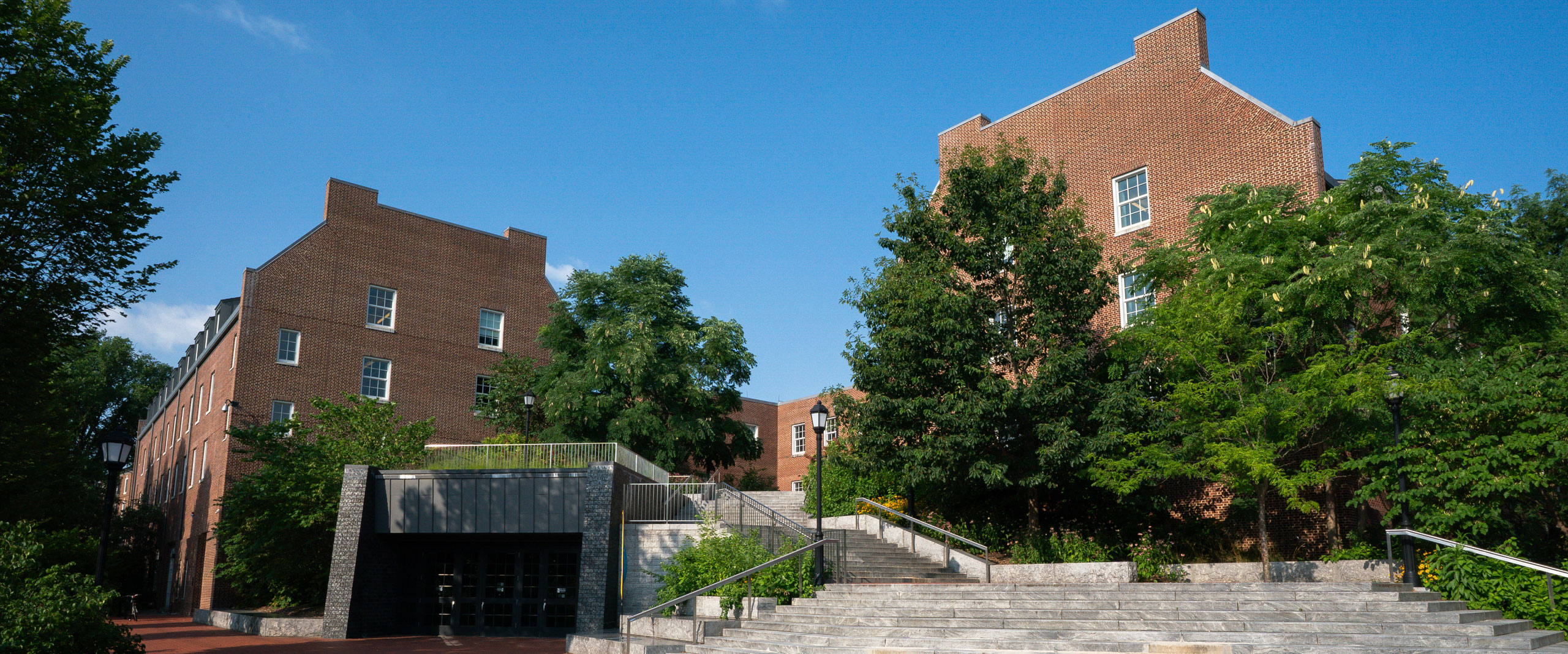 exterior view of Caesar Rodney residence hall on University of Delaware's south central campus.