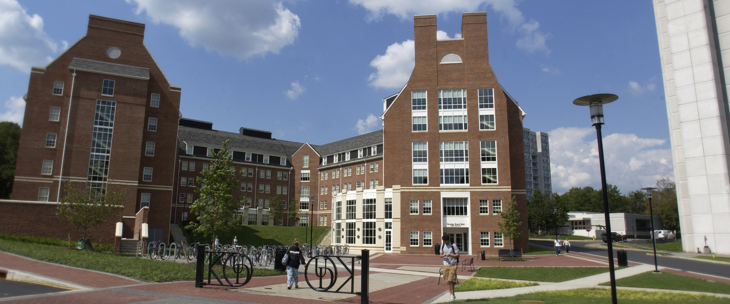 exterior view of George Read residence hall on University of Delaware's Laird Campus.