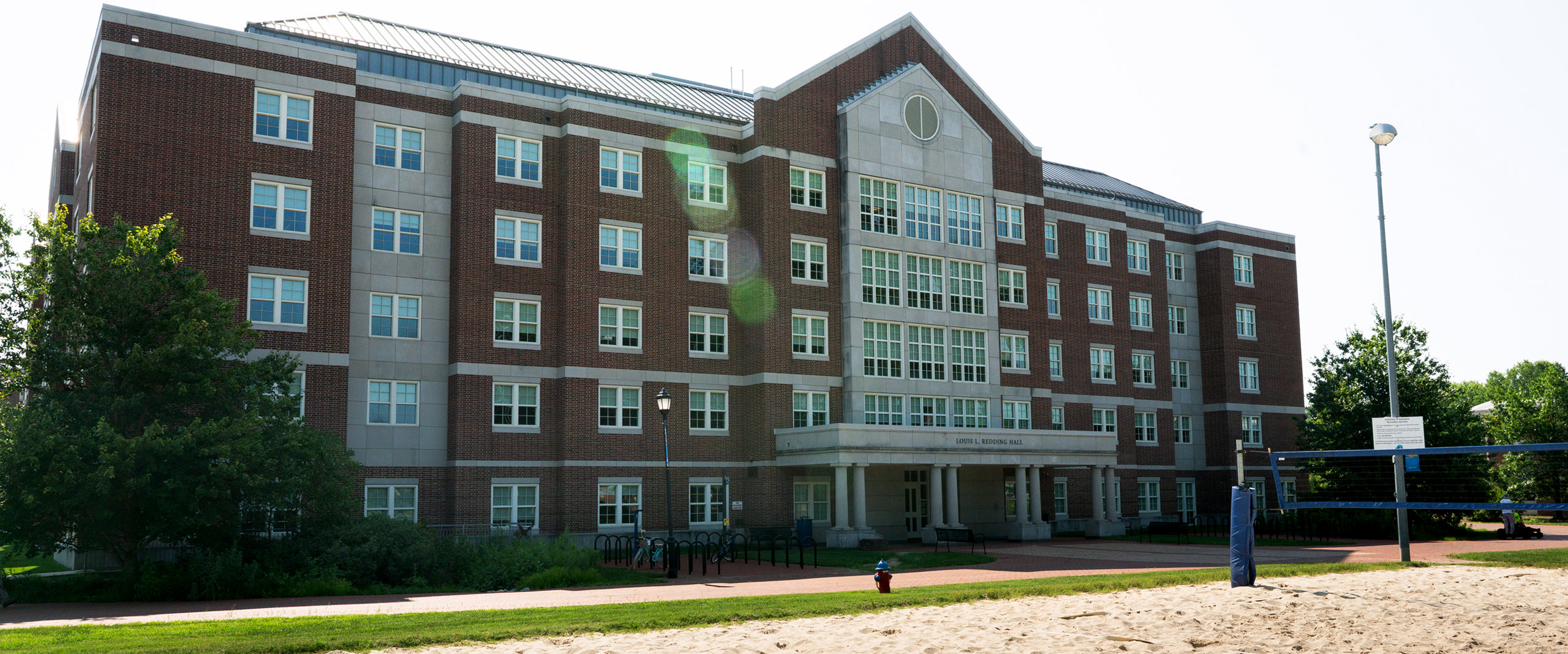exterior view of Louis R. Redding residence hall on University of Delaware's east campus.
