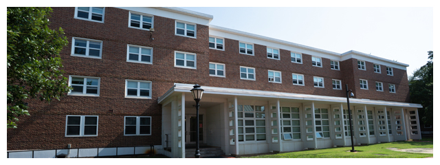 exterior view of Thompson residence hall on University of Delaware's east campus.