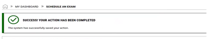 Screenshot of DSS Portal 'Successful Action' message