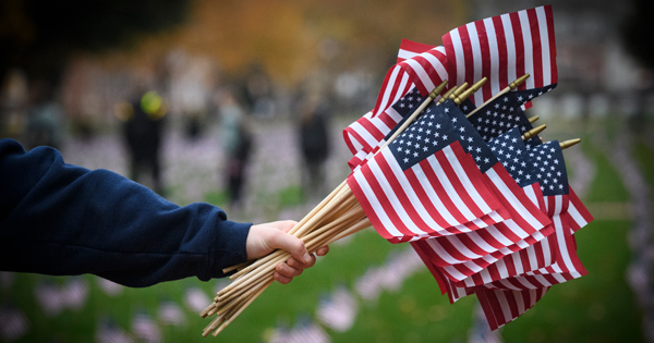 The flag planting was organized with military precision.