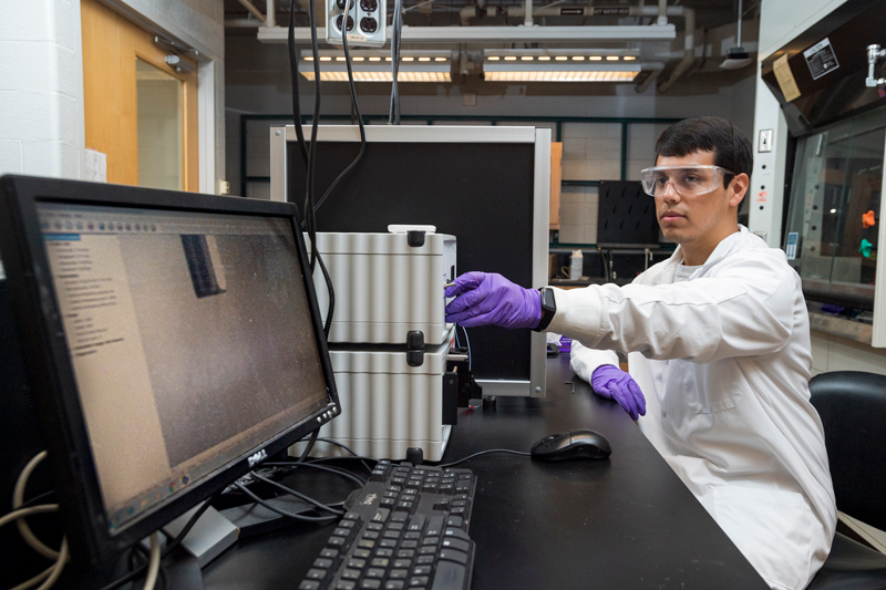 student at work in the lab