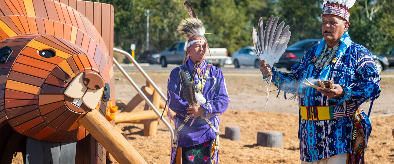 Members of the Nanticoke Indian Tribe were on hand on to lead a traditional blessing ceremony for Tidewater Park in Laurel, Delaware.