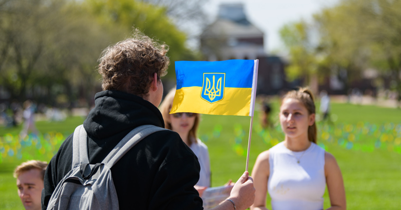 Members of UD Russian club show support for Ukraine  