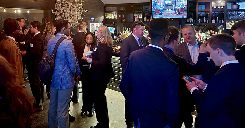 Lerner students mix and mingle with alumni and investment professionals during a trip to New York City.