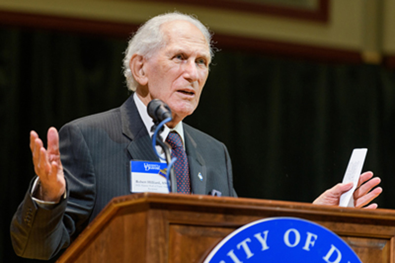 Robert Hilliard discusses his life's mantra after receiving the UD Alumni Association Alumni Wall of Fame Award on Friday, June 3.