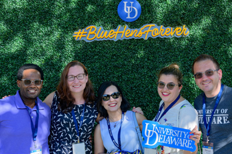 Topiary at DelaFest: Alumni show off their UD pride under the #BlueHensForever sign at Dela-Fest on Saturday, June 4.