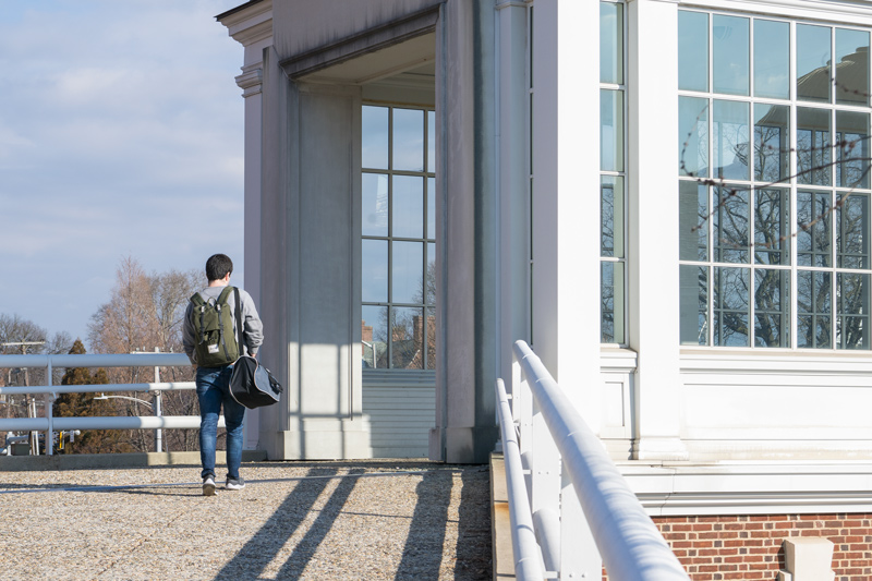 Students walk to class on the first day of the 2023 spring semester at the University of Delaware.