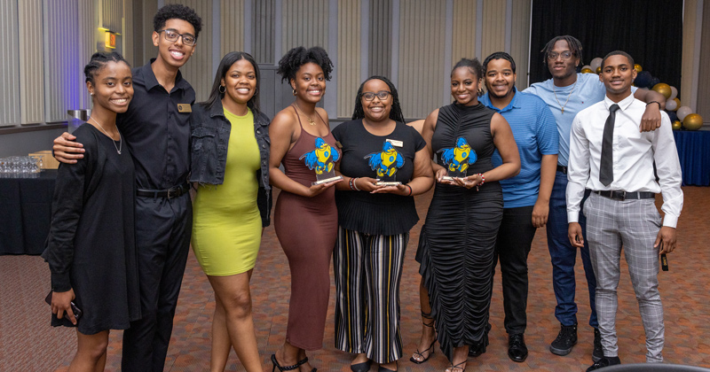 Student leaders pose with their YoUDee Awards at the University Student Centers’ ceremony.