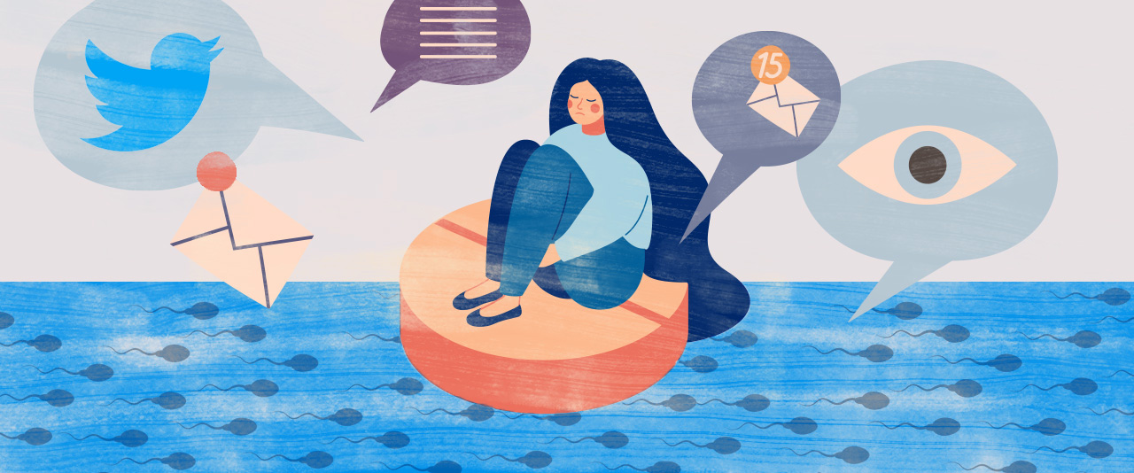 Illustration about misinformation from social media influencers about birth control Illustration about misinformation from social media influencers about birth control