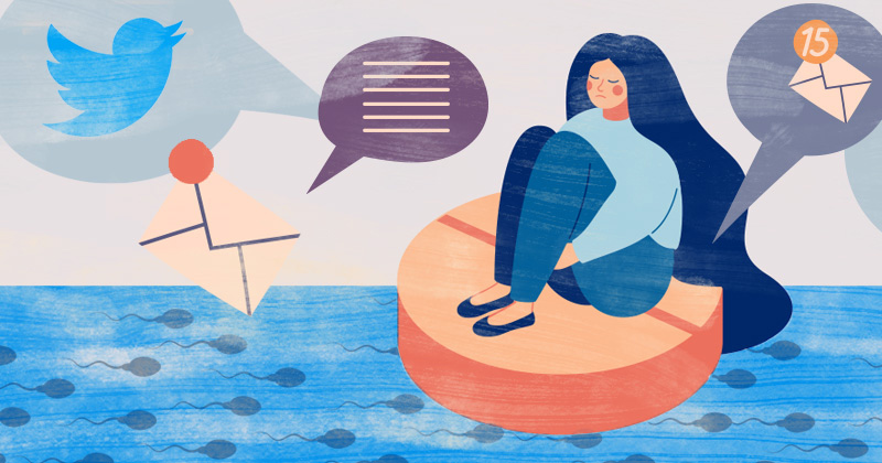 Illustration about misinformation from social media influencers about birth control