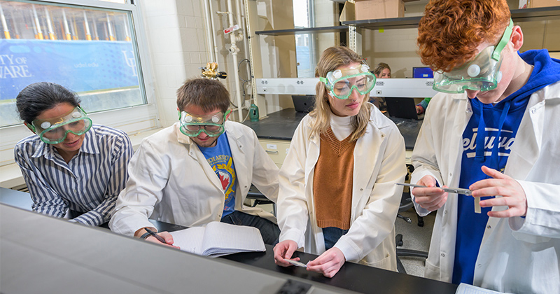 Materials science engineering students in the lab