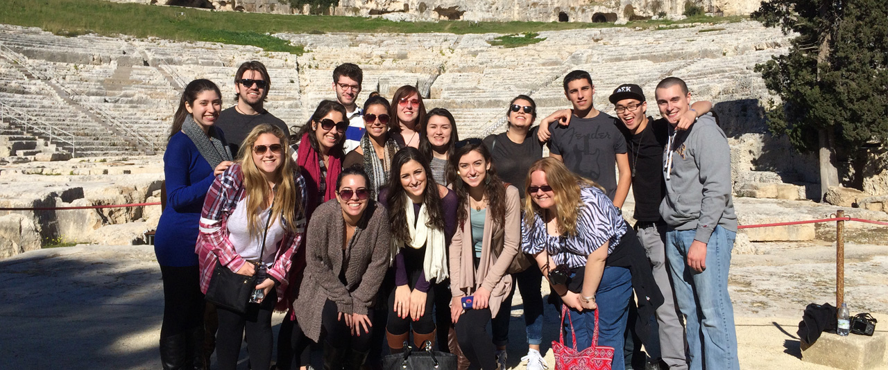 Students visit the Teatro Greco of Syracuse in Sicily.