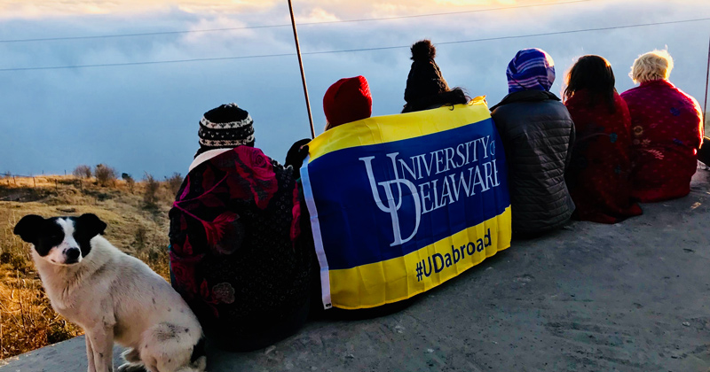 Professor Gitu Barua and her students trek the Himalayas and admire the view from above the clouds.