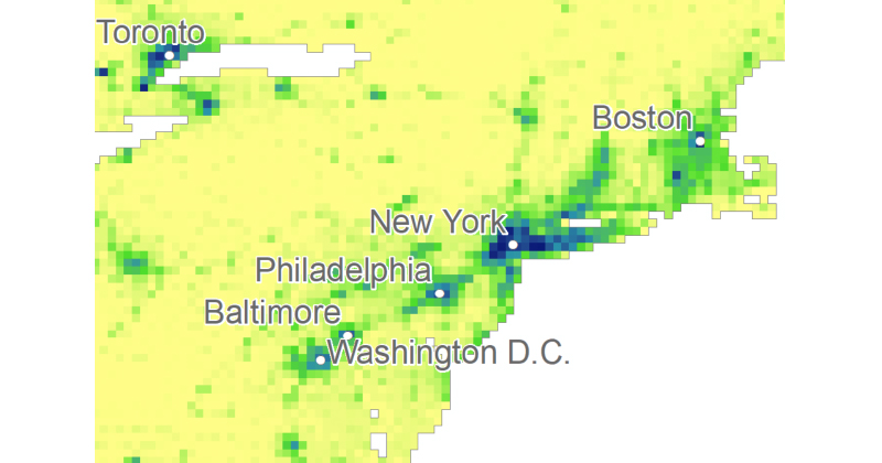 These maps from UD Professor Jing Gao show different scenarios of how urbanization could unfold by 2100, according to the Shared Socioeconomic Pathways used for understanding climate change impacts.