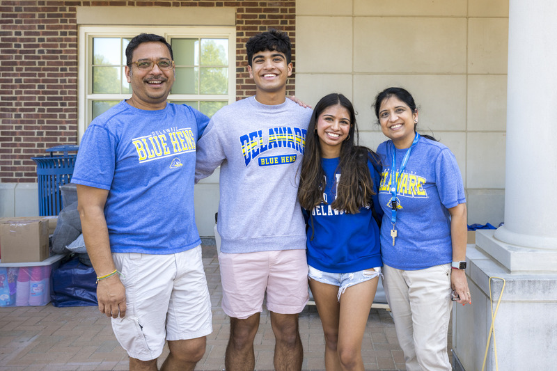 Vatsala Bais, who will study public policy, at UD moves into Redding Hall with her father Harsh (a UD professor of plant and soil biology), brother Akshaj Bais, and mother Tina Bais