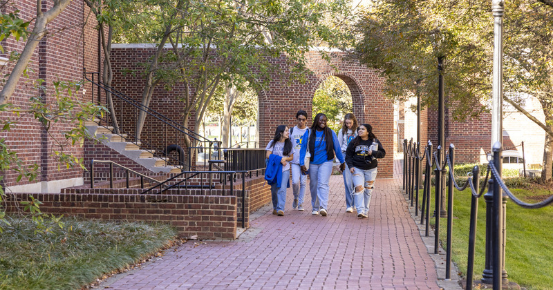 Students walking on campus
