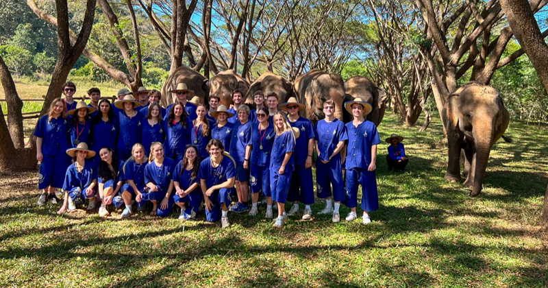 Students on the four-week Business Administration and Finance study abroad program in Thailand and Australia this winter had the opportunity to bathe elephants at a sanctuary in Chiang Mai, Thailand.