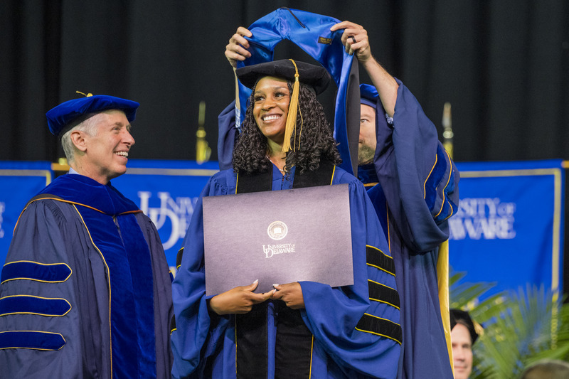 The University of Delaware’s Graduate College bestowed degrees on 235 candidates at the 2024 Doctoral Hooding Ceremony, held May 22 at the Bob Carpenter Center.